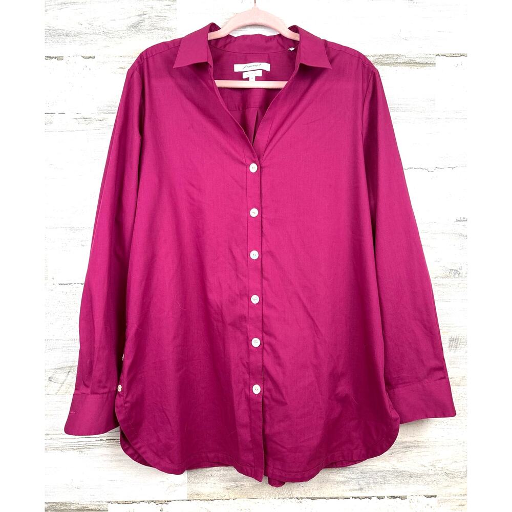 Foxcroft Womens 18 Merlot Non-Iron Button Up Shirt Plus Size Career